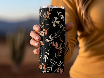 Dark Watercolor Wildflowers Pattern Boho Seamless Wildflower