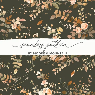 Dark Watercolor Wildflowers Pattern Boho Seamless Wildflower Digital