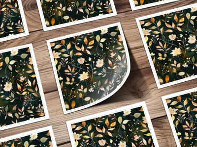Dark Watercolor Wildflowers Pattern Boho Seamless Wildflower Digital