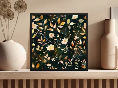 Dark Watercolor Wildflowers Pattern Boho Seamless Wildflower Digital