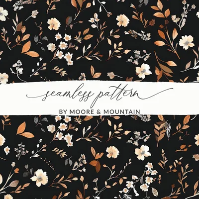 Dark Watercolor Wildflowers Pattern Boho Wildflower Seamless