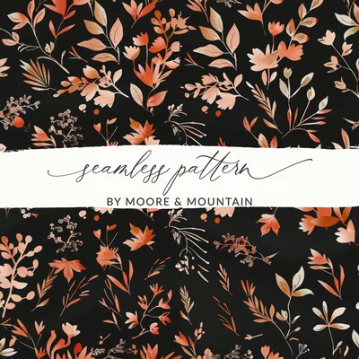 Dark Watercolor Wildflowers Pattern Boho Wildflower Seamless