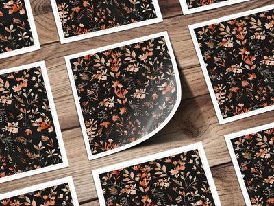 Dark Watercolor Wildflowers Pattern Boho Wildflower Seamless