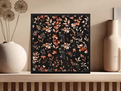 Dark Watercolor Wildflowers Pattern Boho Wildflower Seamless