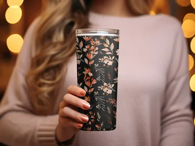 Dark Watercolor Wildflowers Pattern Boho Wildflower Seamless