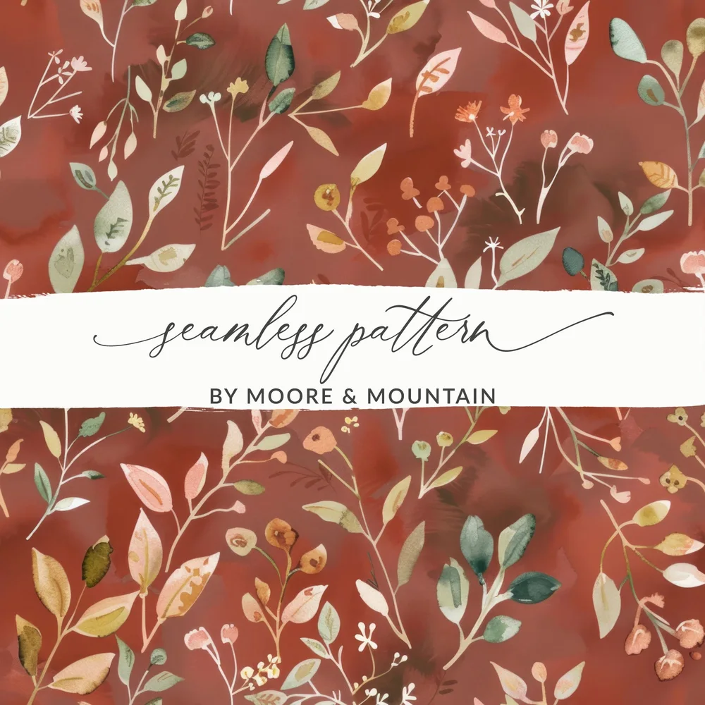 Dark Watercolor Wildflowers Pattern Boho Wildflower Seamless