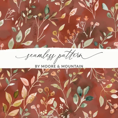 Dark Watercolor Wildflowers Pattern Boho Wildflower Seamless