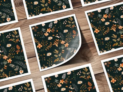 Dark Watercolor Wildflowers Pattern Boho Wildflower Seamless Digital