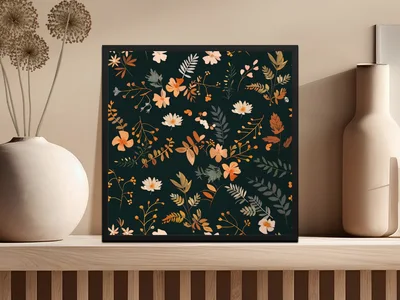 Dark Watercolor Wildflowers Pattern Boho Wildflower Seamless Digital
