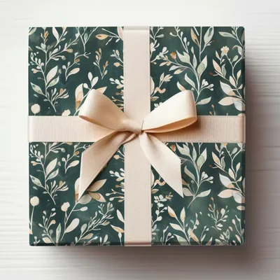 Dark Watercolor Wildflowers Pattern Sage Green Digital