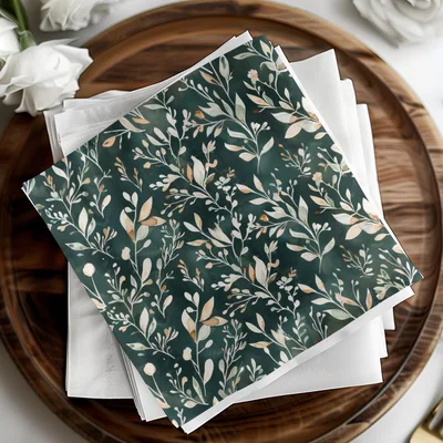 Dark Watercolor Wildflowers Pattern Sage Green Digital