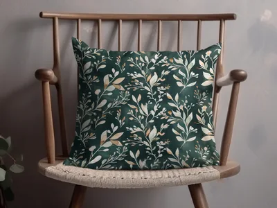 Dark Watercolor Wildflowers Pattern Sage Green Digital