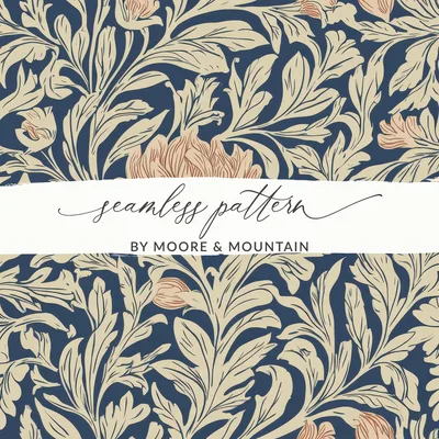 Dark William Morris Larkspur Print Floral Pattern