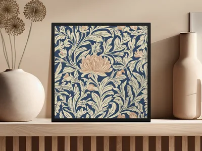 Dark William Morris Larkspur Print Floral Pattern