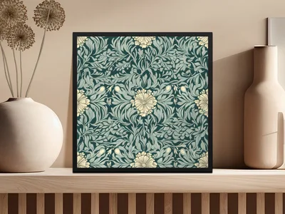 Dark William Morris Seamless Pattern Background For Commercial Use