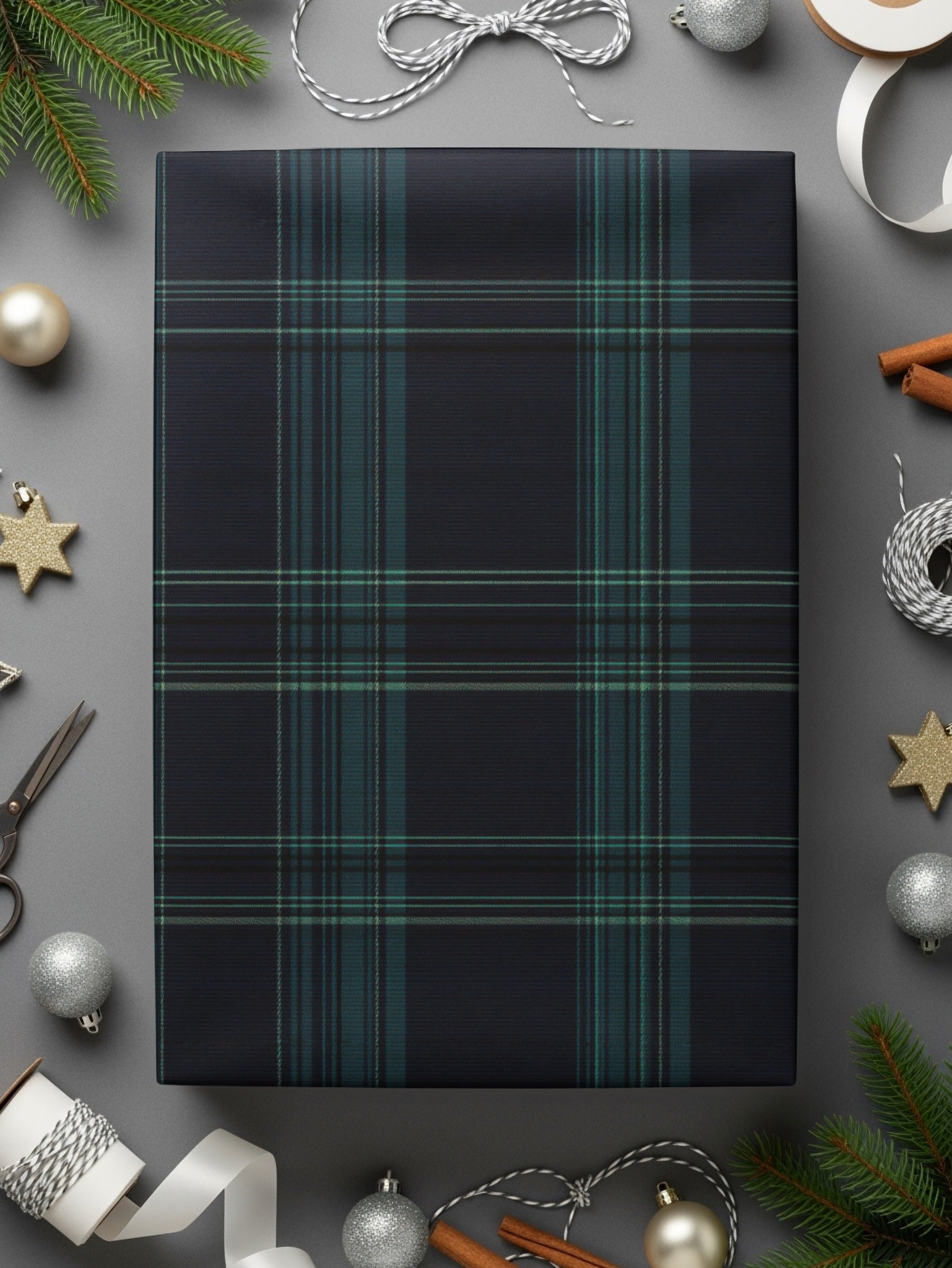 Deep Navy Plaid Pattern Design Scottish Tartan Background