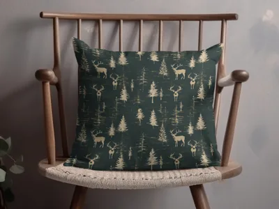 Deer In Forest Trees Pattern Seamless Background Digital