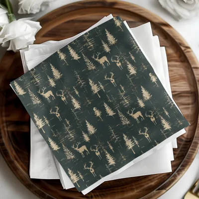 Deer In Forest Trees Pattern Seamless Background Digital