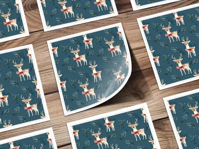 Deer Seamless Pattern, Christmas Digital Paper, Winter Holiday Design, Festive Background, Scrapbook Paper, Cute Reindeer Pattern, 12x12