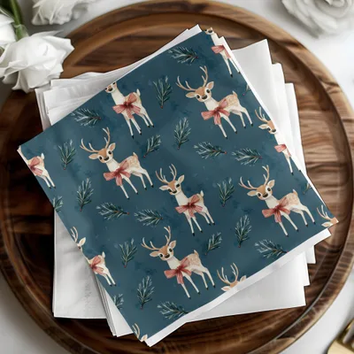 Deer Seamless Pattern, Christmas Digital Paper, Winter Holiday Design, Festive Background, Scrapbook Paper, Cute Reindeer Pattern, 12x12
