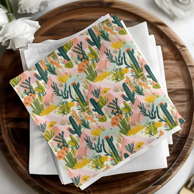 Digital Cactus Pattern, Seamless Desert Design, Floral Landscape, Print on Demand, Digital Paper, Commercial Use, Scrapbook Paper