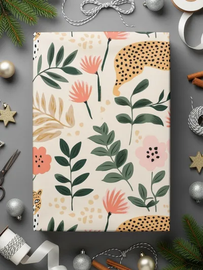 Digital Cheetah Pattern, Floral Print, Pink Green, Neutral Beige, Animal Print, Leopard Spots, Spring Pattern, Repeat Pattern Design