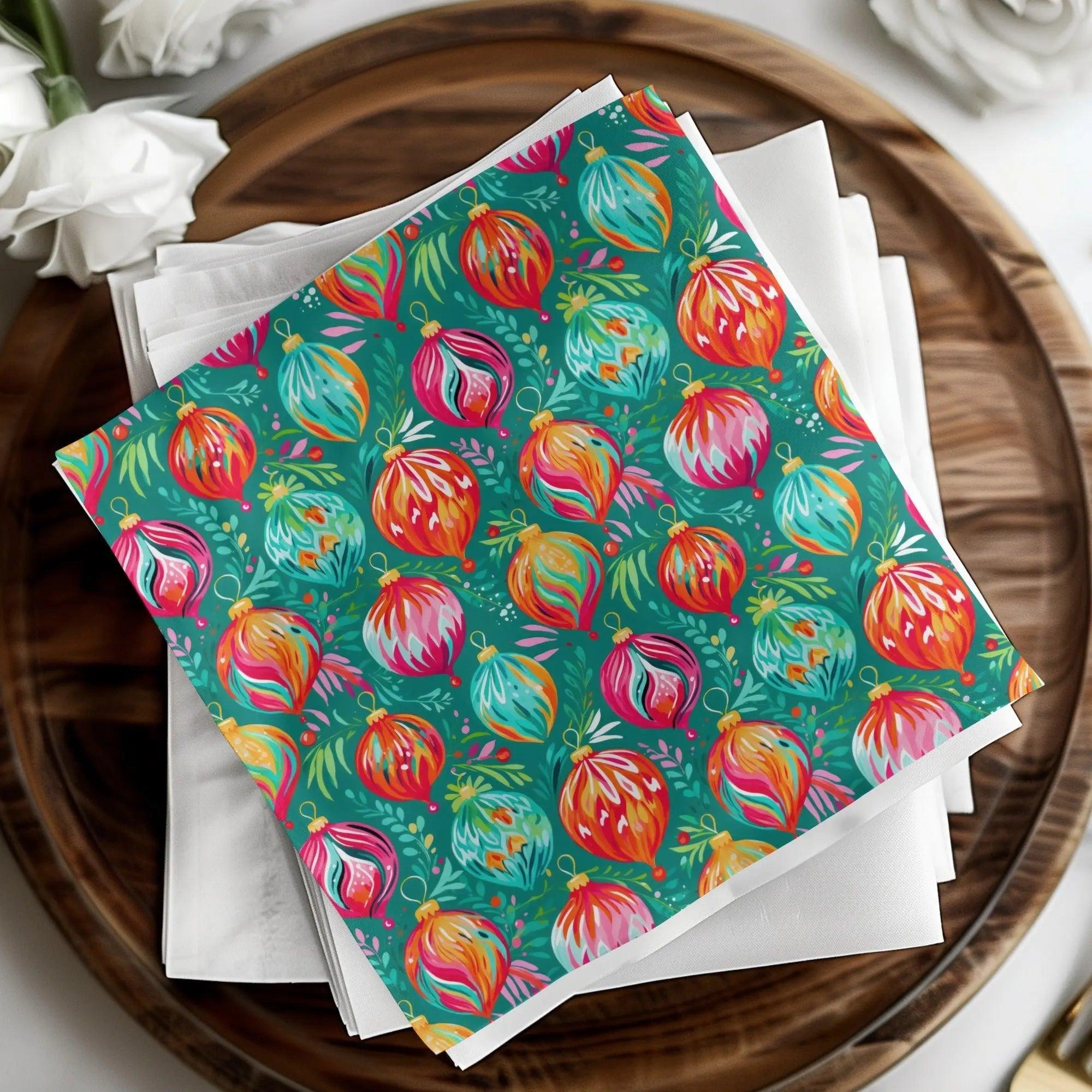 Digital Christmas Bauble Pattern, Seamless Ornament Design, Festive Digital Paper, Holiday Repeat Pattern, Xmas Scrapbook, Digital Download