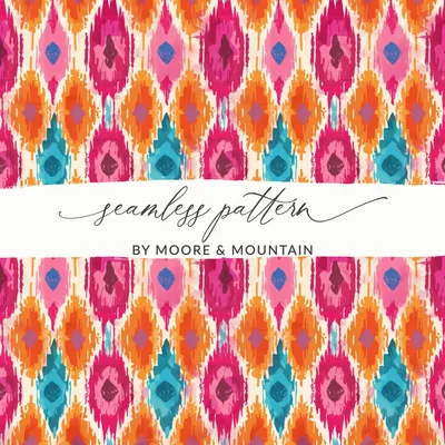 Digital Colorful Ikat Print, Boho Tribal Seamless Pattern, Modern Ethnic Design, Aztec Inspired, Commercial Use POD