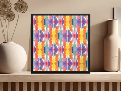 Digital Colorful Ikat Print, Modern Tribal Pattern, Seamless Boho JPG, Vibrant Ethnic Pattern, Commercial Use POD, Summer Textile