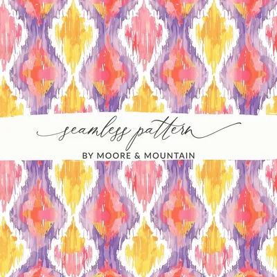 Digital Colorful Ikat Print, Modern Tribal Pattern, Vibrant Ethnic Pattern, Seamless Boho JPG, Commercial Use POD Pattern