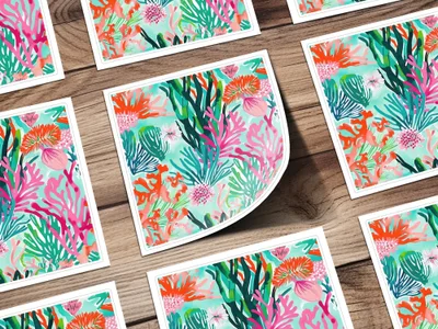 Digital Coral Reef Pattern, Seamless Ocean Background, Vibrant Sea Life, Colorful Marine Art, Scrapbook Paper, Fabric Design, Download