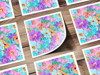 Preppy Purple Abstract Ditsy Floral Seamless Background