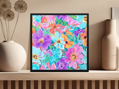 Preppy Purple Abstract Ditsy Floral Seamless Background
