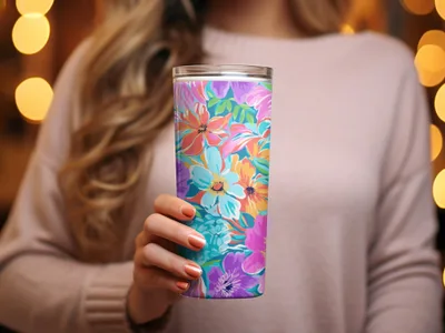 Preppy Purple Abstract Ditsy Floral Seamless Background