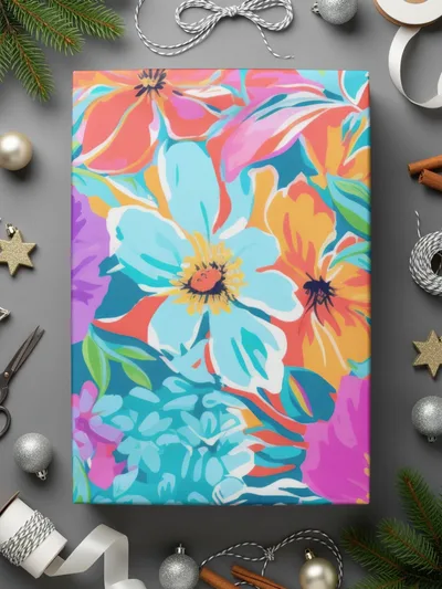 Preppy Purple Abstract Ditsy Floral Seamless Background