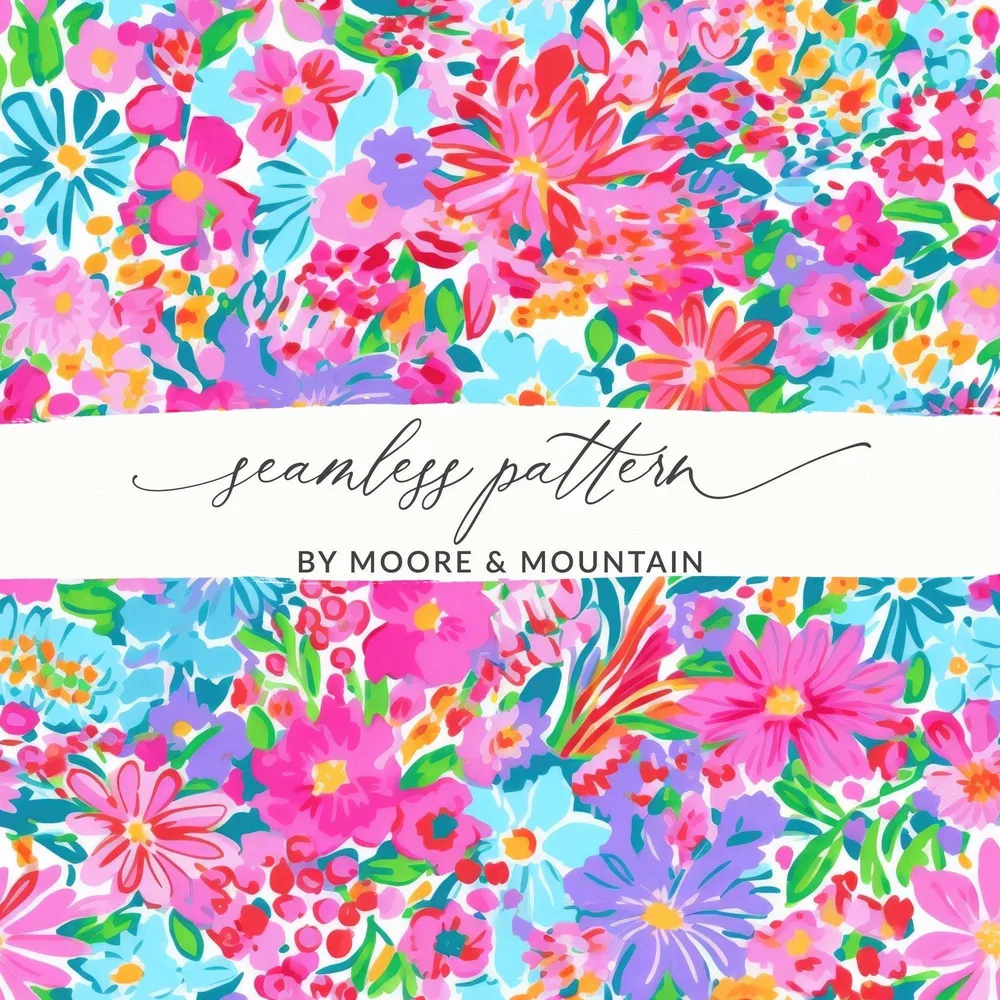 Neon Preppy Floral Seamless Background Trendy Seamless Pattern Ditsy Flowers