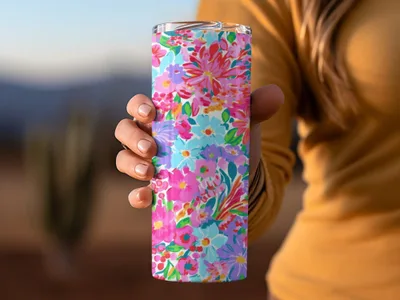 Neon Preppy Floral Seamless Background Trendy Seamless Pattern Ditsy Flowers