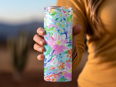 Teal Ditsy Floral Pattern Abstract Vibrant Preppy Floral