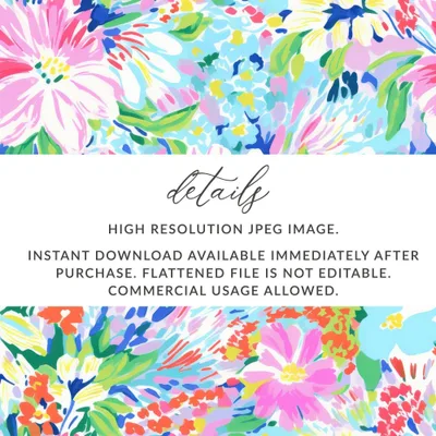 Teal Ditsy Floral Pattern Abstract Vibrant Preppy Floral
