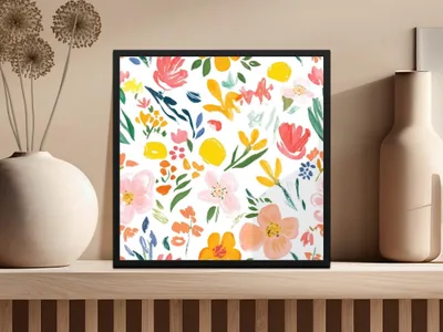 Digital Floral Seamless Pattern, Watercolor Flowers, Repeat Pattern, Fabric Design, Printable Paper, Scrapbooking, Spring Florals