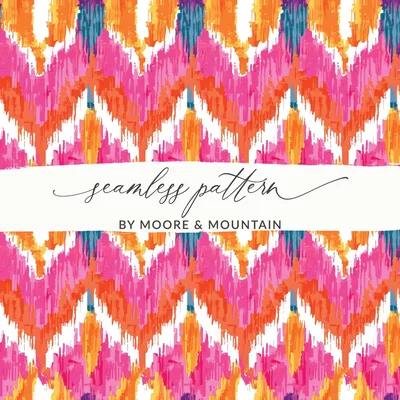 Digital Ikat Seamless Pattern, Colorful Tribal Print, Boho Fabric Design, Commercial Use POD, Aztec Inspired Wallpaper, Digital Download
