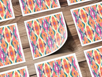 Digital Ikat Seamless Pattern, Modern Tribal Pattern, Colorful Boho Print, Commercial Use POD, Vibrant Ethnic Digital Repeat, JPG