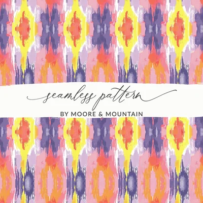 Digital Ikat Seamless Pattern, Modern Tribal Print, Colorful Boho Design, Commercial Use POD, Vibrant Ethnic Repeat, JPEG File