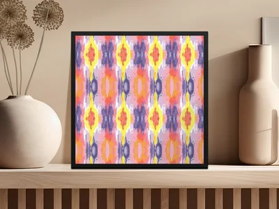 Digital Ikat Seamless Pattern, Modern Tribal Print, Colorful Boho Design, Commercial Use POD, Vibrant Ethnic Repeat, JPEG File