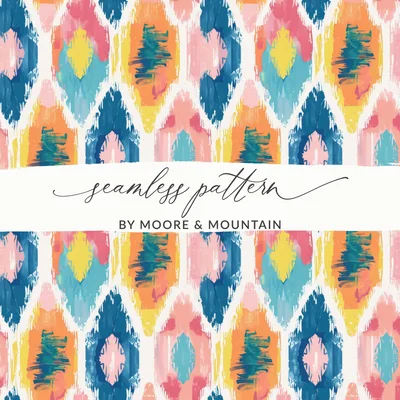 Digital Ikat Seamless Pattern, Modern Tribal Print, Vibrant Ethnic Design, Boho Wallpaper, Commercial Use POD