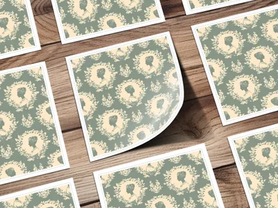 Digital Lady Cameo Floral Pattern, Seamless Floral Repeat Pattern, JPEG Files, Botanical Design, Feminine Pattern, Digital Paper Download