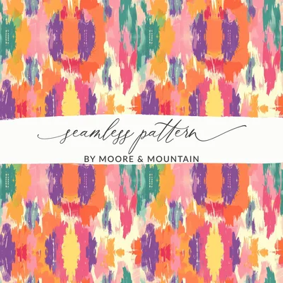 Digital Modern Tribal Seamless Pattern, Colorful Ikat Print, Commercial Use POD, Bright Boho JPG, Vibrant Ethnic Repeat, Colorful