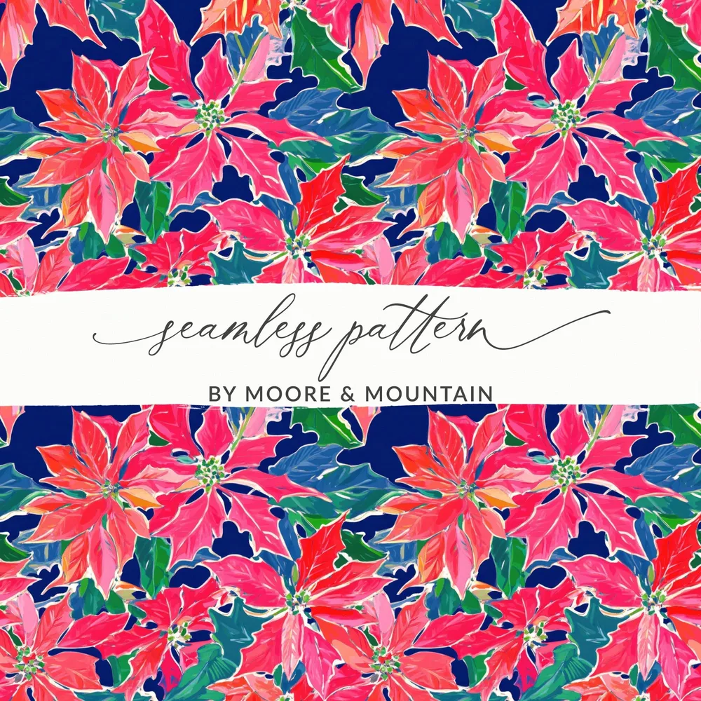 Digital Poinsettia Pattern, Christmas Floral Image, Seamless Design, Festive Wallpaper, Holiday Print, Digital Paper, Poinsettia Digital