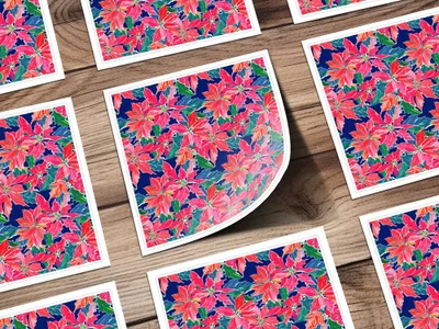 Digital Poinsettia Pattern, Christmas Floral Image, Seamless Design, Festive Wallpaper, Holiday Print, Digital Paper, Poinsettia Digital