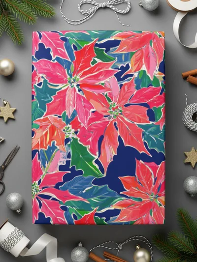 Digital Poinsettia Pattern, Christmas Floral Image, Seamless Design, Festive Wallpaper, Holiday Print, Digital Paper, Poinsettia Digital